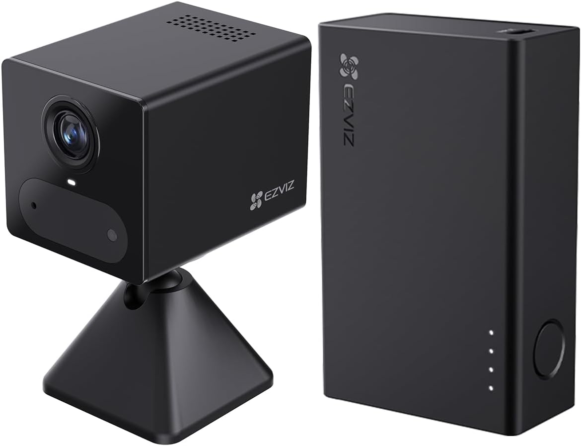 EZVIZ 2K 4G Wireless Indoor Camera + External Battery, AOV Mode, Person Detection, SD Card up to 512GB (Not Included), Time-Lapse Video, Two-Way Audio, Compact Design, CB2 Kit Black