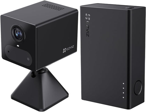 EZVIZ 2K 4G Wireless Indoor Camera + External Battery, AOV Mode, Person Detection, SD Card up to 512GB (Not Included), Time-Lapse Video, Two-Way Audio, Compact Design, CB2 Kit Black