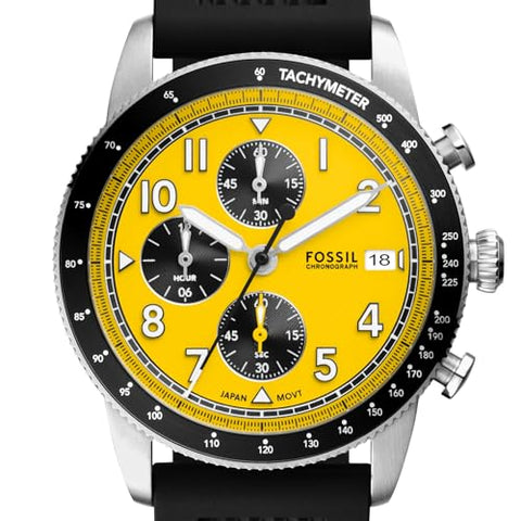 Fossil Men's Sport Tourer Quartz Stainless Steel Chronograph Watch, Color: Black Silicone (Model: FS6044)