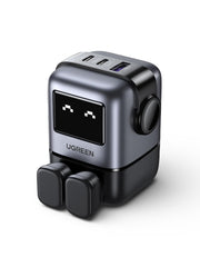 UGREEN UNO 65W USB C Charger 3-Port Nexode GaN Fast Charge Wall Plug Funny LED Display Compact Type-C Power Adapter Compatible for MacBook/HP/Dell/Lenovo, iPhone 17 Pro Max, Galaxy S25 Ultra- Purple