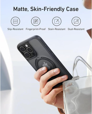 Anker Magnetic Phone Case for iPhone 16 Pro Max Case, Anti-Slip & Drop-Proof Cover with 360° Ring Stand, iPhone Case Compatible with MagSafe, Exclusively Designed for iPhone 16 Pro Max, Black Color