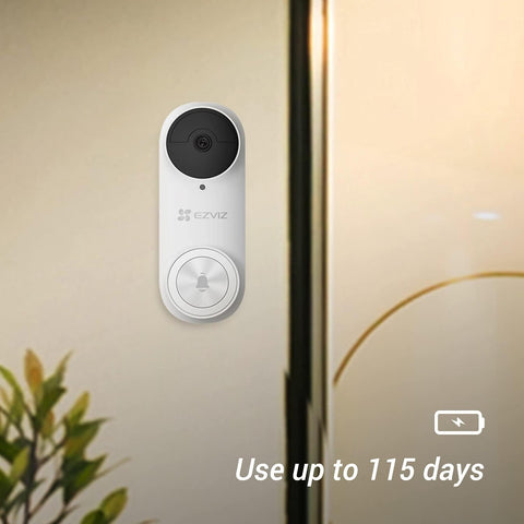 EZVIZ 2K Video Doorbell Battery-Powered Wireless Kit with Chime, 3MP Resolution, AI Human Detection, 4-Month Battery Life, 2.4Ghz WiFi, 2-Way Audio, Weatherproof, 176° Field of View (DB2 KIT)