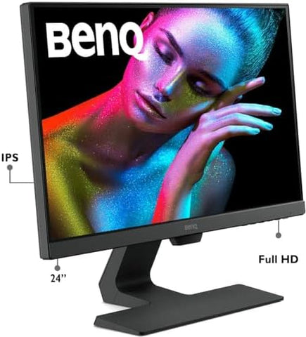 BenQ GW2480 24 Inch FHD 1080p Eye-Care LED Monitor, 1920x1080 Display, IPS Panel, 1Wx2 Speakers, Brightness Intelligence, Low Blue Light, Flicker-free, Ultra Slim Bezel, Cable Management System, HDMI