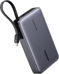 UGREEN Nexode 20000mAh 145W Power Bank Laptop Charger with Built-in Cable | High-capacity, 3-device fast charging, dual USB-C ports, flight-safe, digital display, fast-charge Laptops/Phones/Tablets