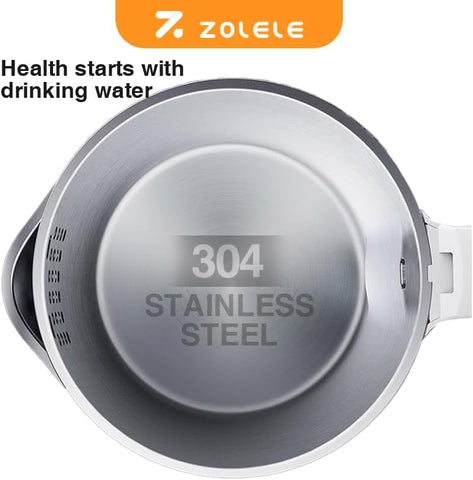ZOLELE Electric Kettle SH1701B 1.7L Capacity Stainless Steel Electric Kettle With Double Walled Glass Lid,1800W Fast Boiling, Keep-Warm Function,Safety Feature, Cold Touch Handle & Swivel Base - Black