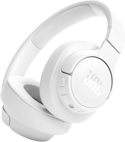 JBL Tune 720BT Wireless Over-Ear Headphones, Pure Bass Sound, Bluetooth 5.3, 76H Battery, Hands-Free Call, Multi-Point Connection, Foldable, Detachable Audio Cable - White, JBLT720BTWHT