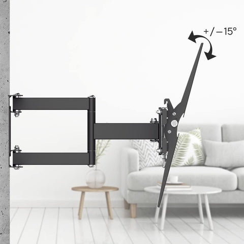 Hama TV Wall Mount Swivelling, Tilting, Extendable (TV Wall Mount 32-84 Inches, VESA 100 x 100 to VESA 600 x 400, up to 50 kg, 2 Arms, 3 Joints, with Fischer Dowels and Drilling Template) Black
