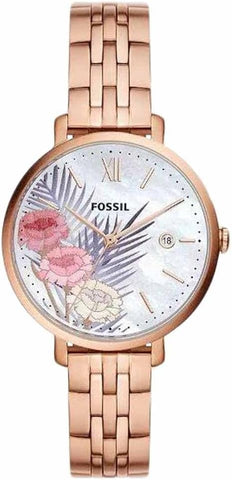 Fossil Jacqueline Three-Hand Date Rose Gold-Tone Stainless Steel Watch ES5275