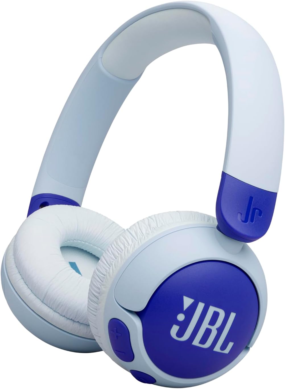 JBL Junior 320 BT Wireless On-Ear Bluetooth Headphones with Built-in Microphone for Kids, 50 Hours Playback, Safe Sound, Low Volume, Easy Operation and Sticker Set, Blue - JBLJR320BTBLU