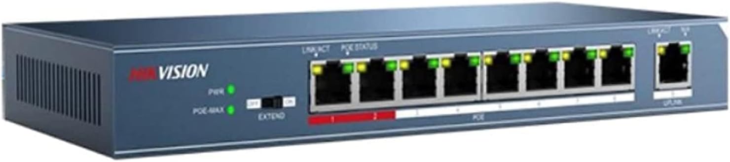 HIKVISION DS-3E0109P-E/M(B) Layer 2 100m Poe Switch, Based on Wire-speed Forwarding, Supports Ethernet Poe Power Supply & Extend Mode, Power Supply Distance Reaches 250m