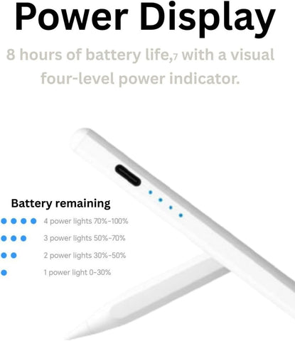 HONOR CHOICE Amork Pencil Lite Universal Capacitive Stylus Pen, Magnetic Attachment, USB-C Charging, 8-Hour Battery Life, Includes Spare Tip, White