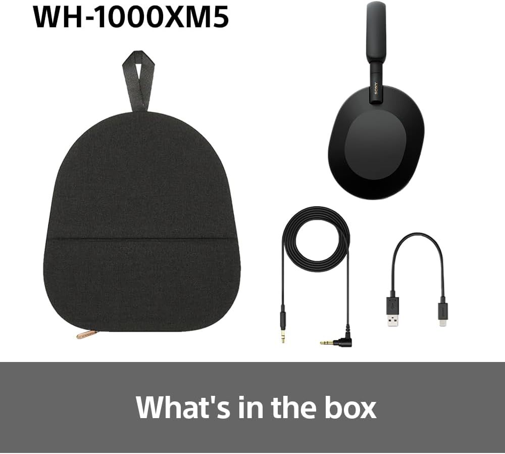 Sony WH 1000XM5 Noise Cancelling Wireless Headphones 30 hours battery life Over ear style Optimised for Alexa and the Google Assistant with built in mic for phone calls Black, One Size