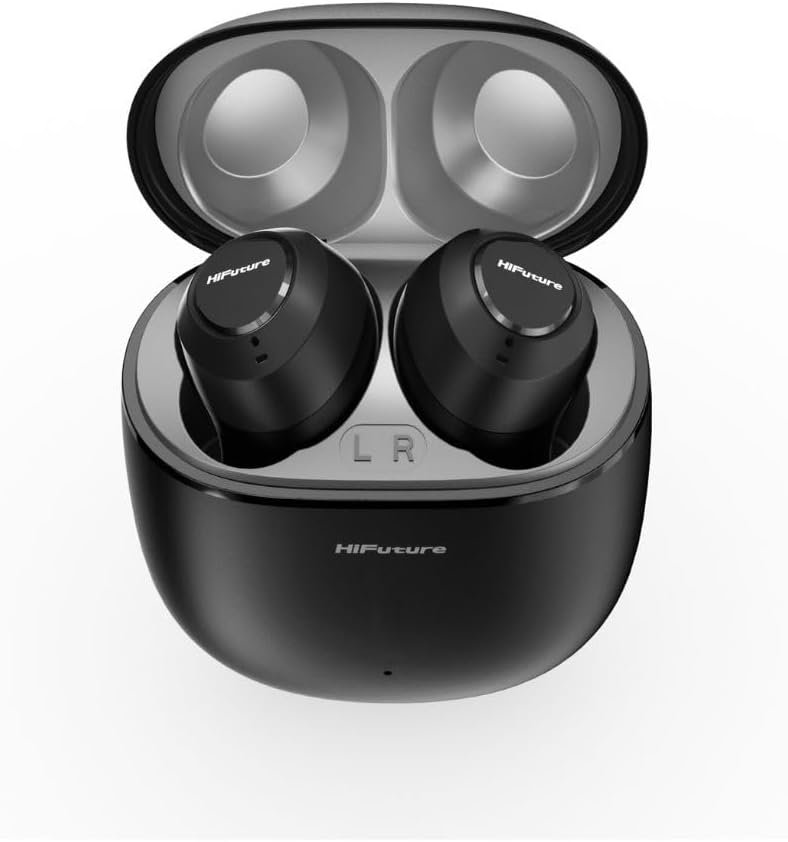 HiFuture OlymBuds3 Comfort Fit Wireless Earbuds, Up to 25Hrs Playtime, IPX5 Waterproof, Comfort Fit, 6MM Driver, Powerful Bass, Light weight, Smart Touch Controls, AI Voice Assistant, Black, HEO3