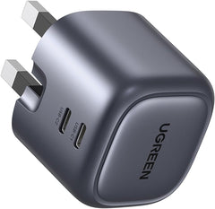 UGREEN Nexode 45W Charger GaN Dual USB C Ports Charger Type C Foldable 45W Fast iPad Adapter, Galaxy Tab Block 25W USB C Power Adapter for Samsung S25, iPhone 17 Pro Max, MacBook Air, iPad, etc