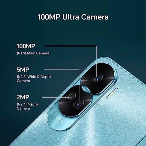 HONOR 90 Lite Smartphone 5G, 8GB+256GB, 6,7” IPS LCD 90Hz Display, 100MP Triple Rear Camera with 4500 mAh Battery, Dual SIM, Android 13 (Cyan Lake)