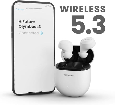 HiFuture OlymBuds3 Comfort Fit Wireless Earbuds, Up to 25Hrs Playtime, IPX5 Waterproof, Comfort Fit, 6MM Driver, Powerful Bass, Light weight, Smart Touch Controls, AI Voice Assistant, Black, HEO3