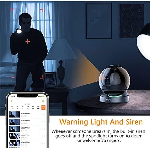 Imou 2.5K 2K+ Security Camera Surveillance Camera Indoor, 4MP 360° Wi-Fi Camera for Home QUAD HD with Human Detection Motion Tracking Two-Way Audio IR Night Vision Privacy Mode Sound Light Alert (Rex)