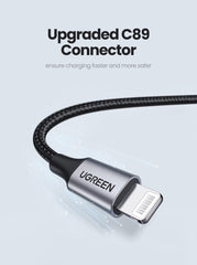 UGREEN USB-A to Lightning MFI Cable Alu Case with Nylon Braided 2m SIL