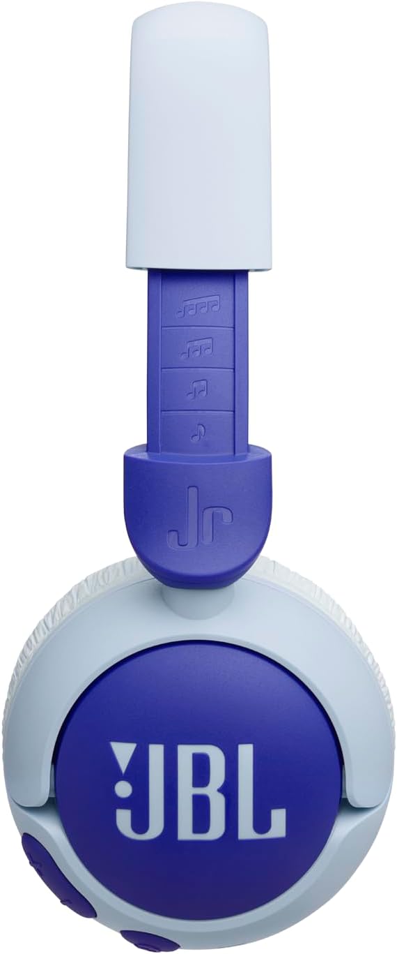 JBL Junior 320 BT Wireless On-Ear Bluetooth Headphones with Built-in Microphone for Kids, 50 Hours Playback, Safe Sound, Low Volume, Easy Operation and Sticker Set, Blue - JBLJR320BTBLU