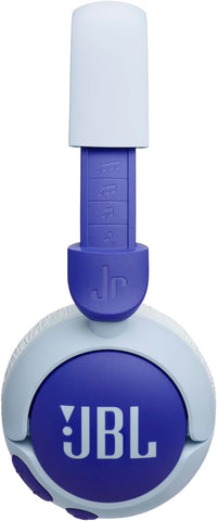 JBL Junior 320 BT Wireless On-Ear Bluetooth Headphones with Built-in Microphone for Kids, 50 Hours Playback, Safe Sound, Low Volume, Easy Operation and Sticker Set, Blue - JBLJR320BTBLU