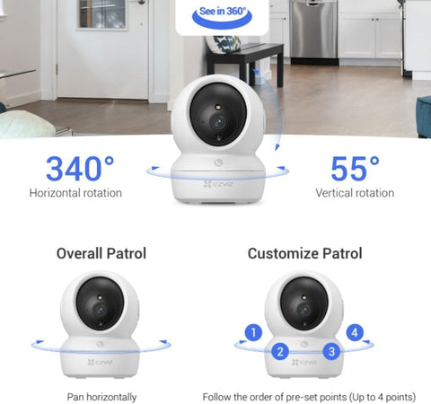 EZVIZ H6c Pro,3K, 5MP [New Generation], WiFi Security Camera, Call Button, Night Vision, Motion Detection, Smart Tracking, Two-Way Audio, Works with Alexa