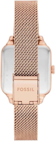 Fossil Colleen Three-Hand Stainless Steel Mesh Wrist Watch for Women, White/Rose Gold