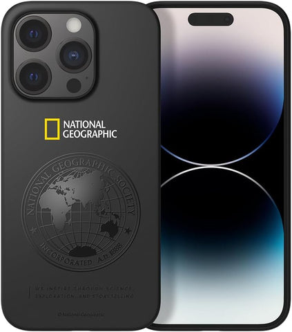 National Geographic Global Seal Ultra Slim Fit Thin Compact designed for iPhone 15 Pro Case Cover - Black