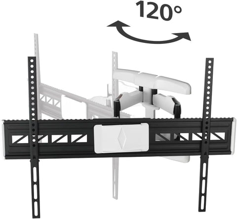 Hama Full Motion TV Wall Mount, 46–90 Inch (117–229 cm), Swivel 120°, Tilt +2°/-10°, Extendable Arm, VESA 300x100–800x600, Max 75 kg Heavy Duty, with Cable Management & Drilling Template, Black/White