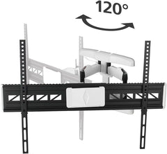 Hama Full Motion TV Wall Mount, 46–90 Inch (117–229 cm), Swivel 120°, Tilt +2°/-10°, Extendable Arm, VESA 300x100–800x600, Max 75 kg Heavy Duty, with Cable Management & Drilling Template, Black/White