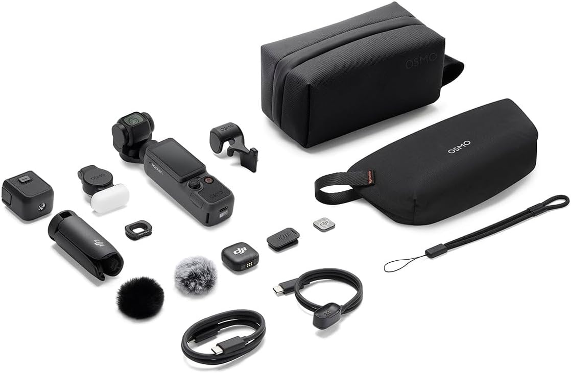DJI Osmo Pocket 4 Creator Combo, Pocket Gimbal Vlog Camera, 1″ CMOS & 4K/240fps, 3-Axis, 2× Lossless Zoom, 107GB Built-in Storage, Mic 3 Transmitter, Osmo Mini Tripod, UAE Version, Official Warranty