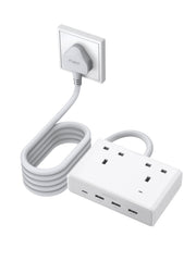 UGREEN GaN 6-in-1 Surge Protector Power Strip with PD30W USB-C (2A1C), Overload/Short-Circuit/Overheat Protection Extension Cord with 3 AC Outlet, UK Plugs with 2M Lead for Home Office Travel, etc