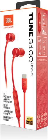 JBL Tune 110 JBLT110RED Wired In-Ear Headphones with Mic, Red