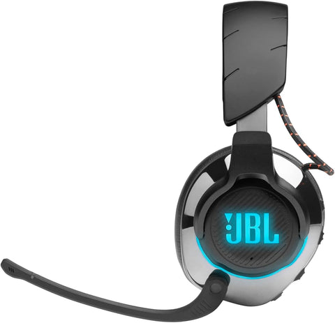 JBL Quantum 300 Hybrid Wired Over-Ear Gaming Headphones with Voice-Focus Flip-Up Mic, QuantumSURROUND Realistic Spatial Soundstage, Lightweight, Memory Foam Comfort, PC and Consoles Compatible - Black