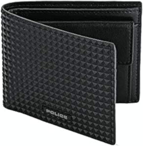 Police Pyramid Black Wallet For Men With Coin Holder