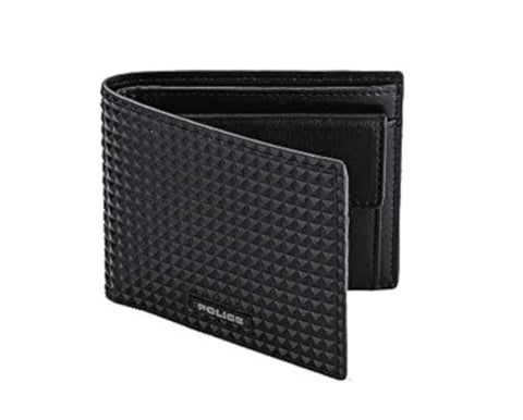 Police Pyramid Black Wallet For Men With Coin Holder