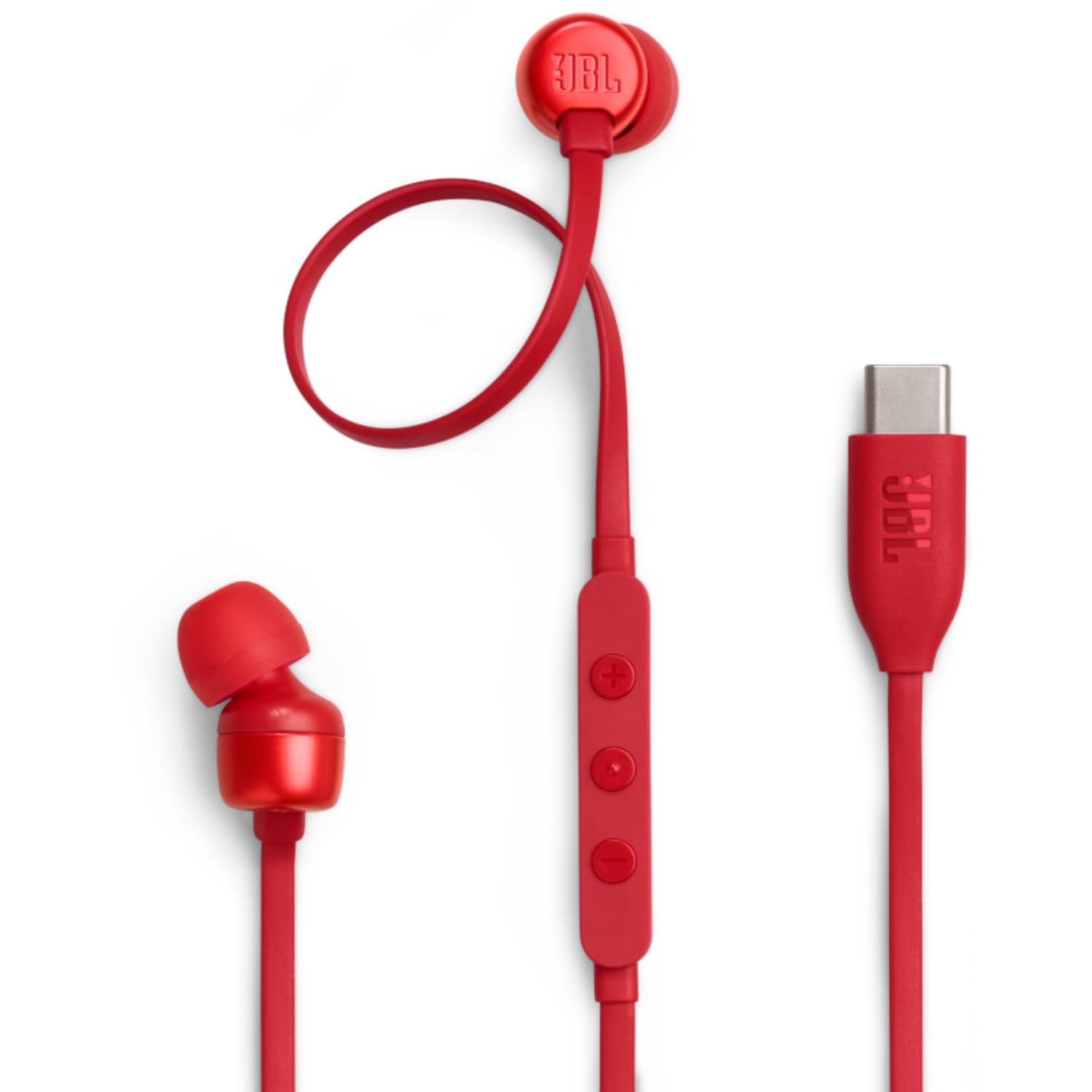 JBL Tune 110 JBLT110RED Wired In-Ear Headphones with Mic, Red