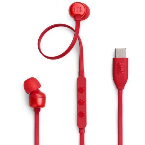 JBL Tune 110 JBLT110RED Wired In-Ear Headphones with Mic, Red