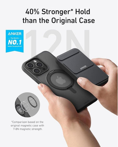 Anker Magnetic Phone Case for iPhone 16 Pro Max Case, Anti-Slip & Drop-Proof Cover with 360° Ring Stand, iPhone Case Compatible with MagSafe, Exclusively Designed for iPhone 16 Pro Max, Black Color