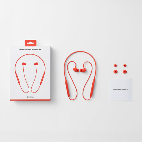 One Plus Bullets Wireless Z3 Bluetooth 5.0 in Ear Earphones, Spatial Audio – 12.4 mm Drivers, 36 Hrs Battery Life (Samba Sunset)