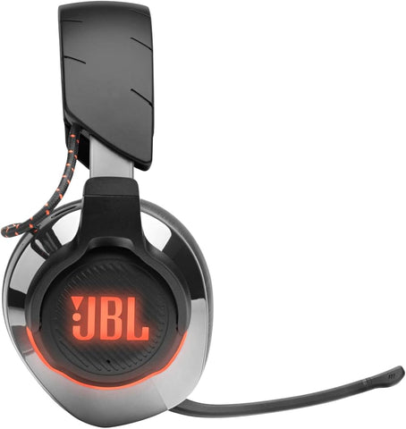 JBL Quantum 300 Hybrid Wired Over-Ear Gaming Headphones with Voice-Focus Flip-Up Mic, QuantumSURROUND Realistic Spatial Soundstage, Lightweight, Memory Foam Comfort, PC and Consoles Compatible - Black