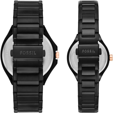 Fossil His and Her Multifunction Black Stainless Steel Watch Set - BQ2645SET