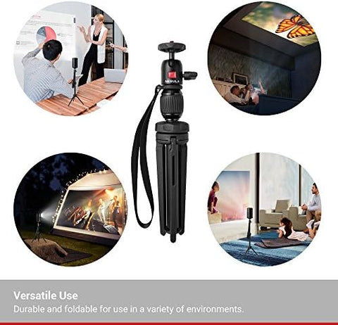 Nebula Capsule Series Adjustable Tripod Stand, Compact, Aluminum Alloy Portable Projector Stand for Pico Projector, Pocket Projector, and Mini Projector with Universal Mount and Swivel Ball Head