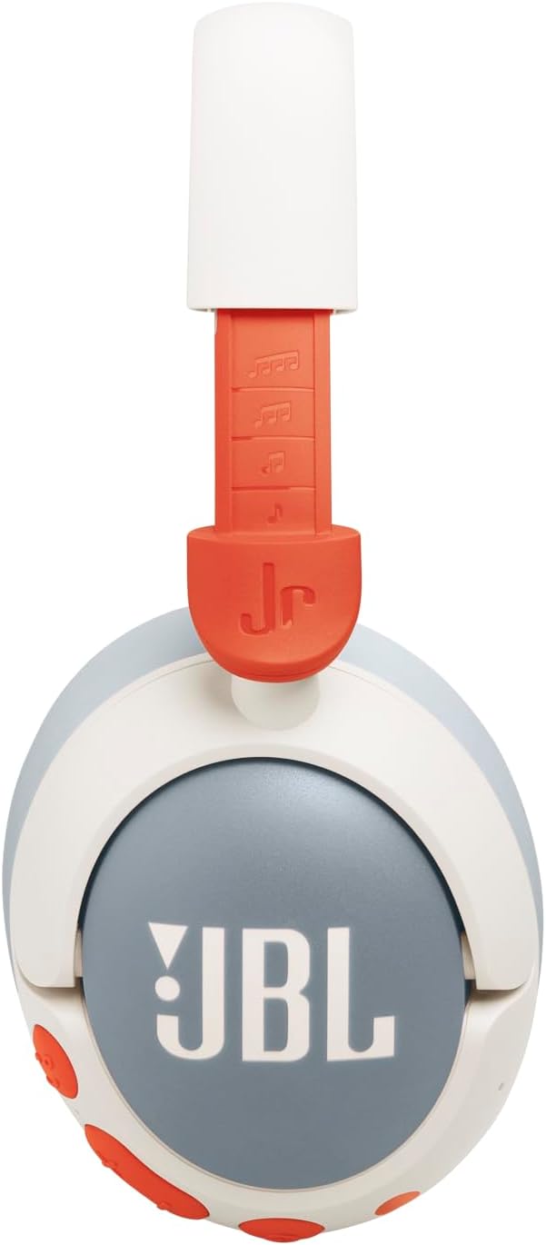 JBL Junior 470 NC Wireless Over-Ear Bluetooth Headphones with Active Noise Cancelling for Kids, Microphone, 50h Playback, JBL Safe Sound, Low Volume, Easy Operation and Stickers, White