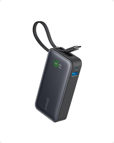 Anker Nano Power Bank, 10,000mAh Portable Charger with Built-In USB-C Cable, 30W Max Output, for iPhone 17/16 Series, MacBook, AirPods, and More | 1 x USB-C and 1 x USB-A, for iPhone 17 / 16 / 15 / 14, MacBook, Galaxy, iPad, AirPods and more