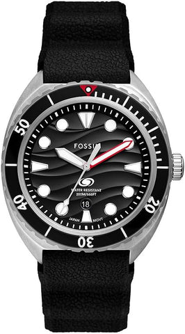 Fossil Breaker Three-Hand Date Black Silicone Watch - FS6062