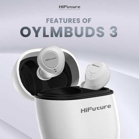 HiFuture OlymBuds3 Comfort Fit Wireless Earbuds, Up to 25Hrs Playtime, IPX5 Waterproof, Comfort Fit, 6MM Driver, Powerful Bass, Light weight, Smart Touch Controls, AI Voice Assistant, White, HEO3