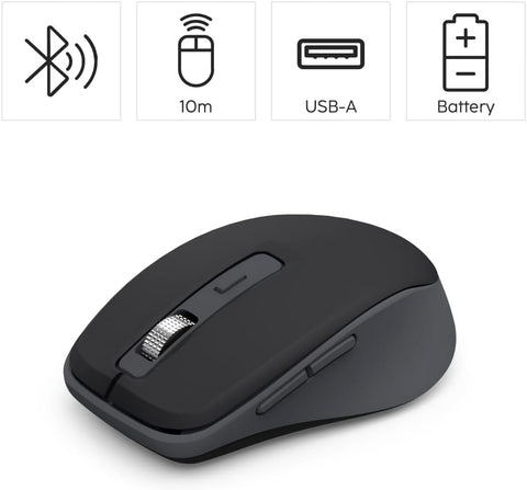 Hama Wireless Bluetooth Wireless Mouse Multi Device 7 Buttons AI Assistant | Bluetooth mouse, black, without clicking noise, 800/1200/1600 dpi, ideal as a computer mouse and laptop mouse