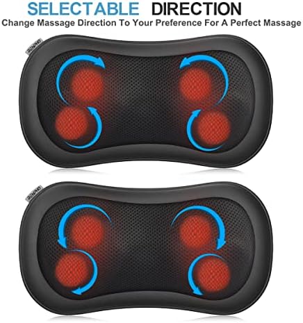 RENPHO Back Massager with Heat, Ultra Slim Shiatsu Lower Back Neck Massage Pillow, 3-Speeds with Net Cover Electric Shoulder Massage Gift for Mom/Dad at Car Home Office