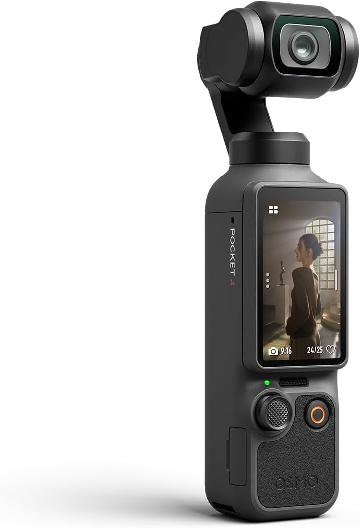 DJI Osmo Pocket 4 Creator Combo, Pocket Gimbal Vlog Camera, 1″ CMOS & 4K/240fps, 3-Axis, 2× Lossless Zoom, 107GB Built-in Storage, Mic 3 Transmitter, Osmo Mini Tripod, UAE Version, Official Warranty