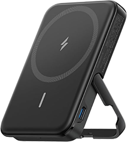 Anker Magnetic Battery (MagGo), 5,000mAh Wireless Power Bank with Foldable Stand and USB-C for iPhone 15/15 Plus/15 Pro/15 Pro Max, iPhone 14/13 Series - Black